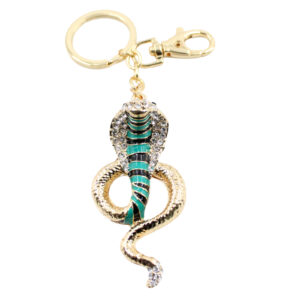 Snake Gold-tone Rhinestone Crystals Lobster Clasp Keychain Bag Charm
