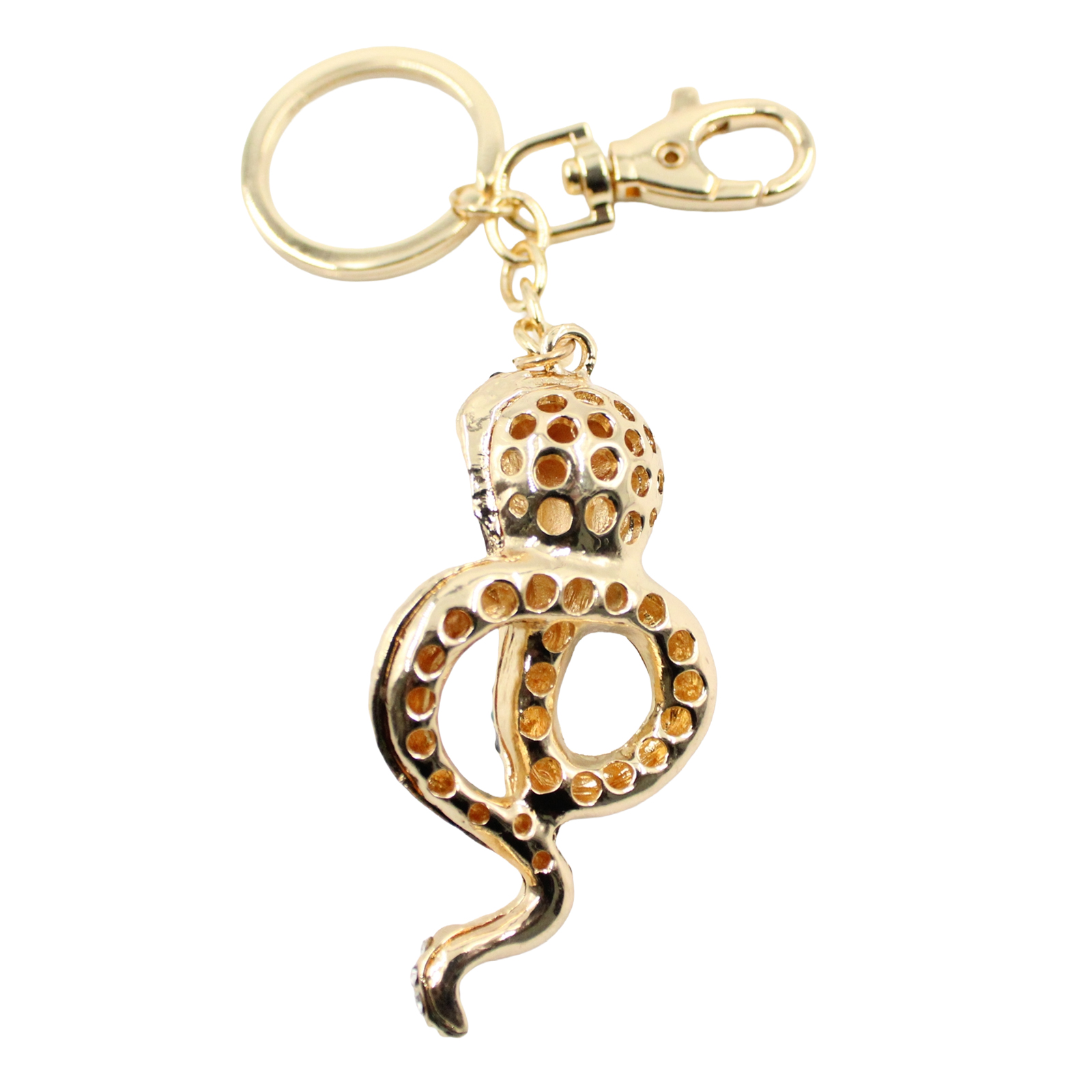 Snake Gold-tone Rhinestone Crystals Lobster Clasp Keychain Bag Charm Snake Gold-tone Rhinestone Crystals Lobster Clasp Keychain Bag Charm