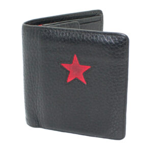 SPENT BY CHINESE Leather Card Coin Folded Black Wallet
