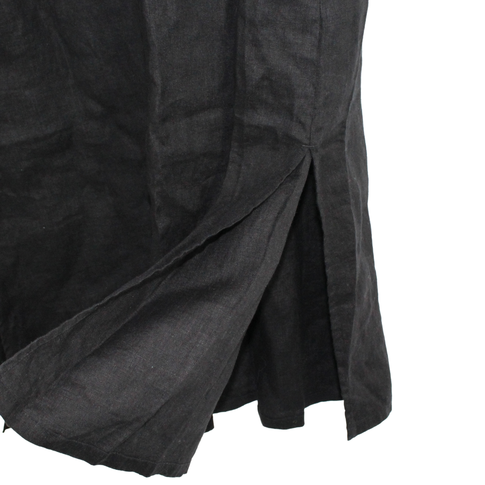 THE DROP Linen Button Front Pockets Long Maxi Black Shirt Dress - Medium THE DROP Linen Button Front Pockets Long Maxi Black Shirt Dress - Medium