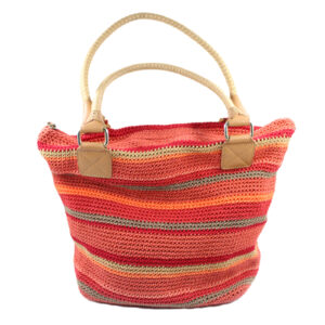 THE SAK Macrame Crochet Zip Top Double Handle Multi-colour Shoulder Bag