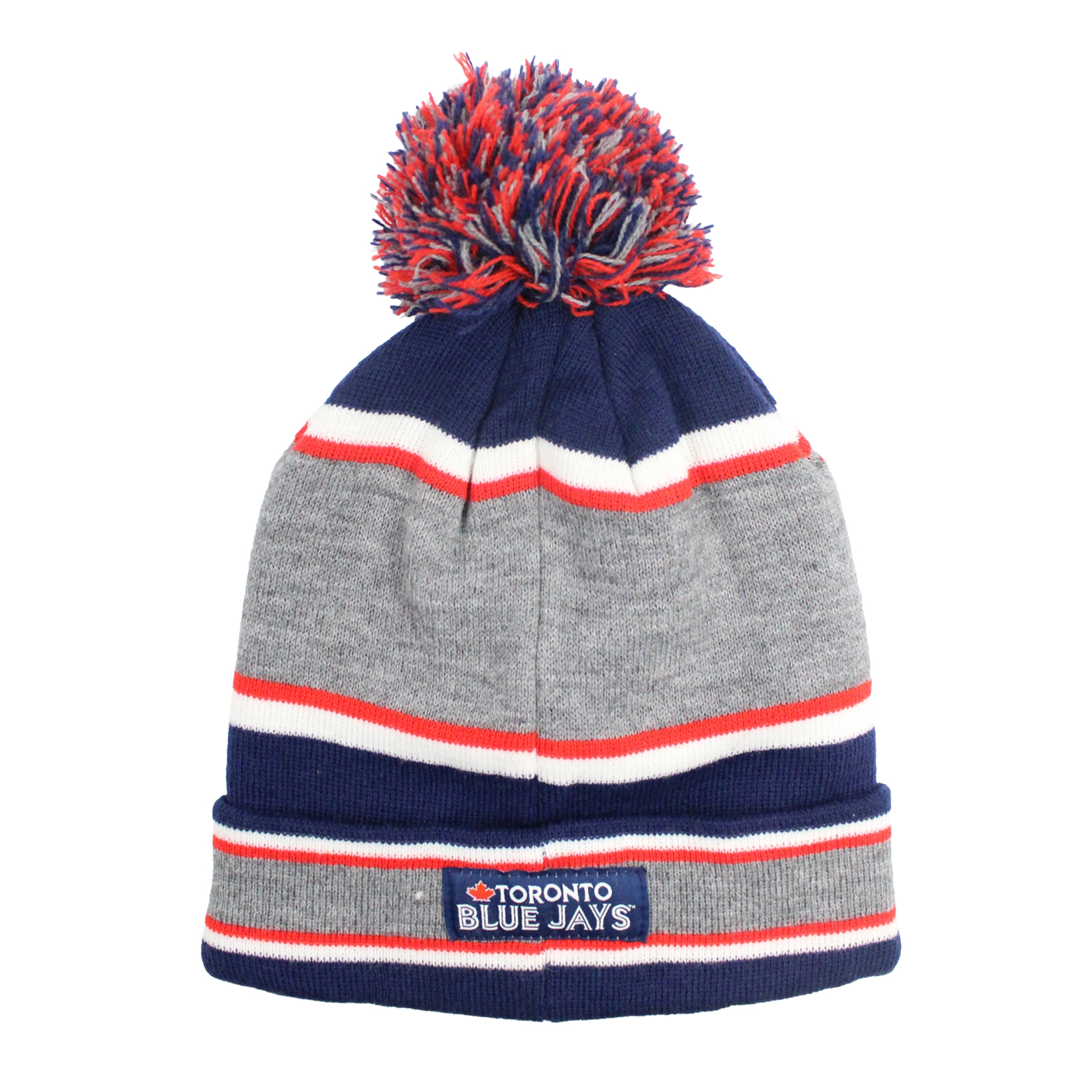 TORONTO BLUE JAYS Sports Cuffed Pom Pom Blue Grey Hat TORONTO BLUE JAYS Sports Cuffed Pom Pom Blue Grey Hat