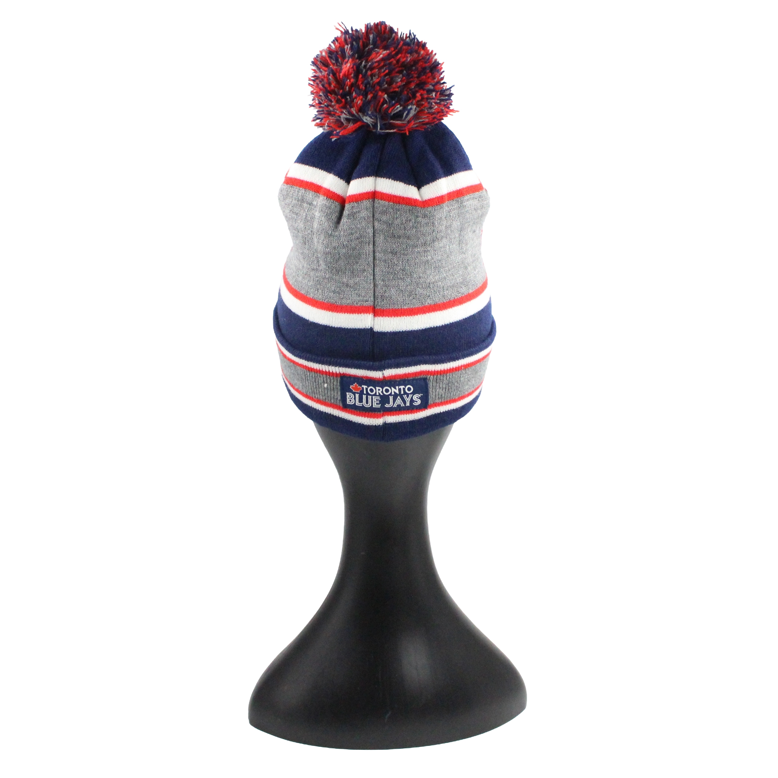 TORONTO BLUE JAYS Sports Cuffed Pom Pom Blue Grey Hat TORONTO BLUE JAYS Sports Cuffed Pom Pom Blue Grey Hat
