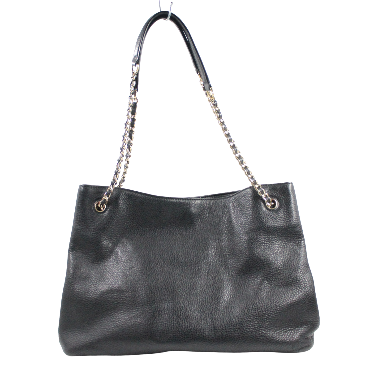 TORY BURCH Pebbled Leather Tote Shoulder Gold Chain Black Bag TORY BURCH Pebbled Leather Tote Shoulder Gold Chain Black Bag