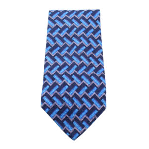 VALENTINO Cravatte 100% Silk Vintage Hand Made Blue Multi-Color Neck Tie