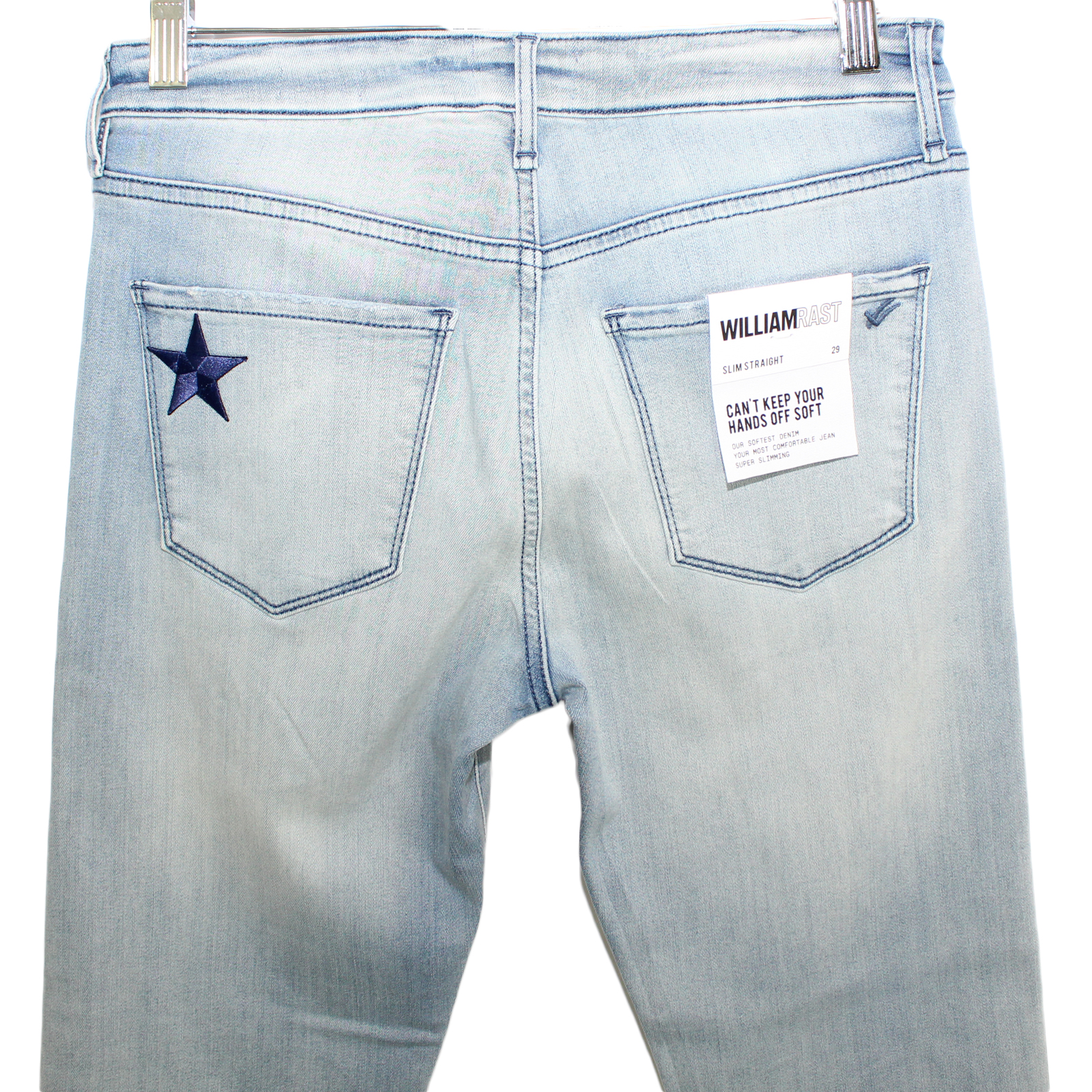 WILLIAM RAST Cotton Blend Slim Straight Patch Appliqué Jeans - Size 29 WILLIAM RAST Cotton Blend Slim Straight Patch Appliqué Jeans - Size 29