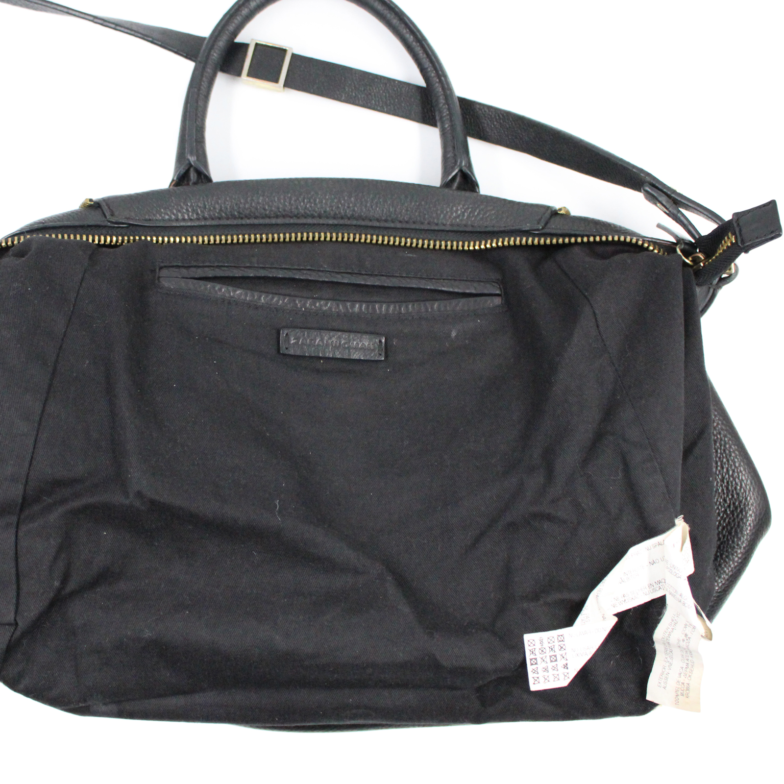 ZARA Pebbled Cow Leather Double Handle Shoulder Black Bag ZARA Pebbled Cow Leather Double Handle Shoulder Black Bag