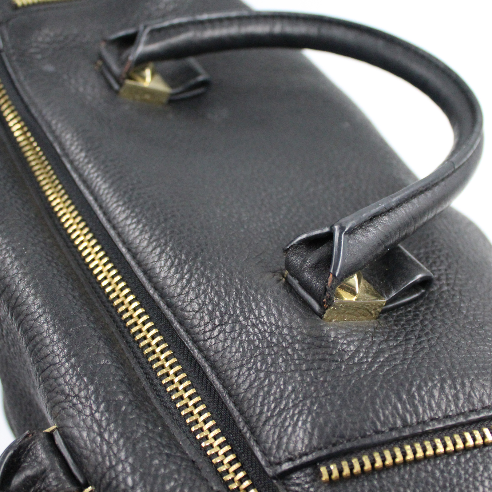 ZARA Pebbled Cow Leather Double Handle Shoulder Black Bag ZARA Pebbled Cow Leather Double Handle Shoulder Black Bag