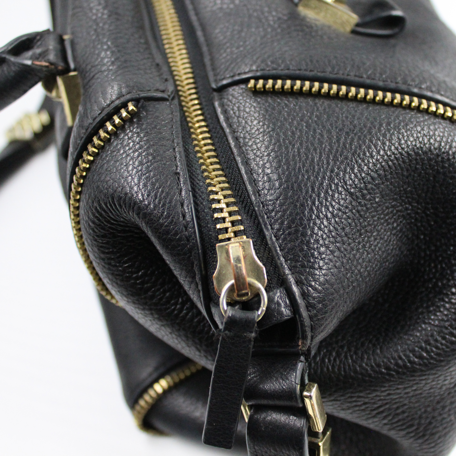 ZARA Pebbled Cow Leather Double Handle Shoulder Black Bag ZARA Pebbled Cow Leather Double Handle Shoulder Black Bag