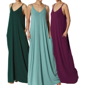 Zenana Rayon Blend Relaxed Pocket Cami Maxi Dress